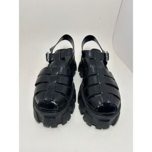 Steve Madden Black Platform Fisherman Lug Sole Sandals Chunky Gladiator Strappy